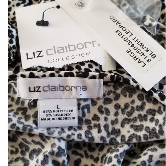 Liz Claiborne Ruffle Neck Tie Back Sleeveless Animal Print Blouse L NWT - Picture 4 of 4